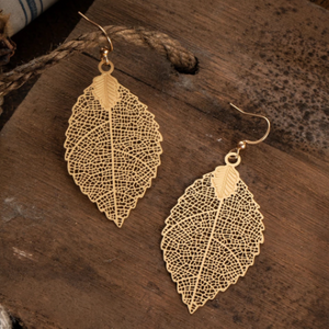 Small Gold Leaf Cutout Earrings