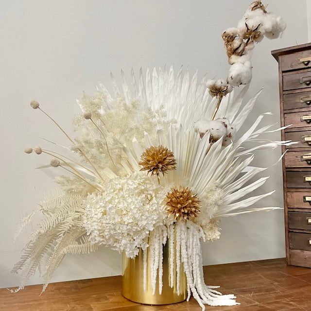 Dried White and Gold Toned Arrangement