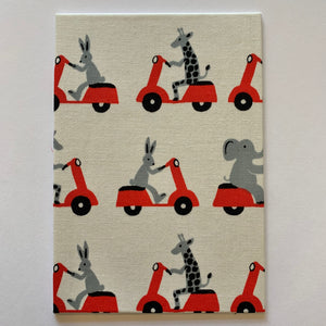 Animals on Mopeds Fabric Card