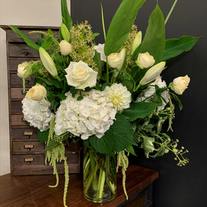 Seasonal Arrangement in Glass Vase