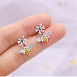 Flower Bee Earrings