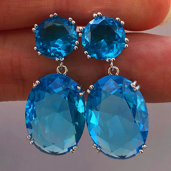 Brilliant Aqua Blue Cubic Zirconia Earrings