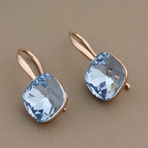 Pale Blue Rounded Square Drop Earrings