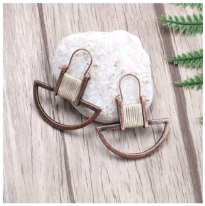 Geometric Copper & Fabric Suspension Earrings