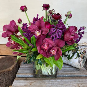 Seasonal Arrangement in Glass Vase