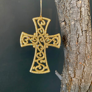 Gold Filigree Cross Ornament