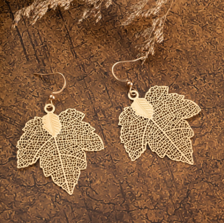 Gold Autumn Leaf Cutout Earrings