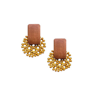Wood Beaded Circle Earrings