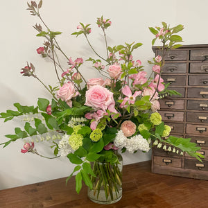 Seasonal Arrangement in Glass Vase