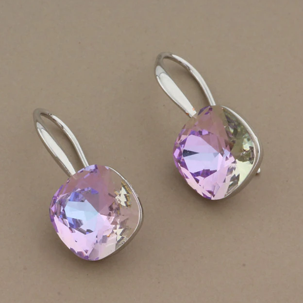Pale Pink Rounded Square Drop Earrings