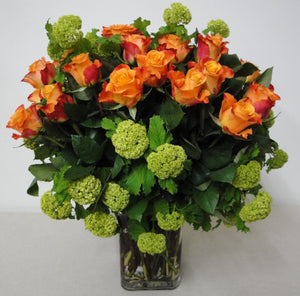 Seasonal Arrangement in Glass Vase