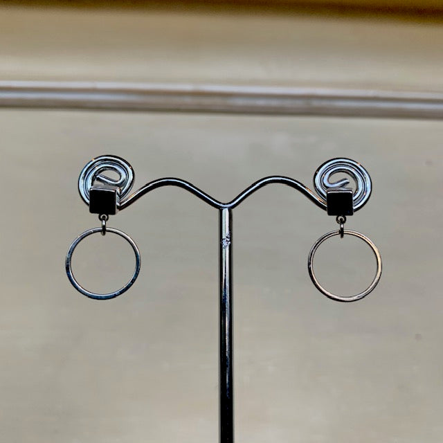 Silver Round Drop Earrings