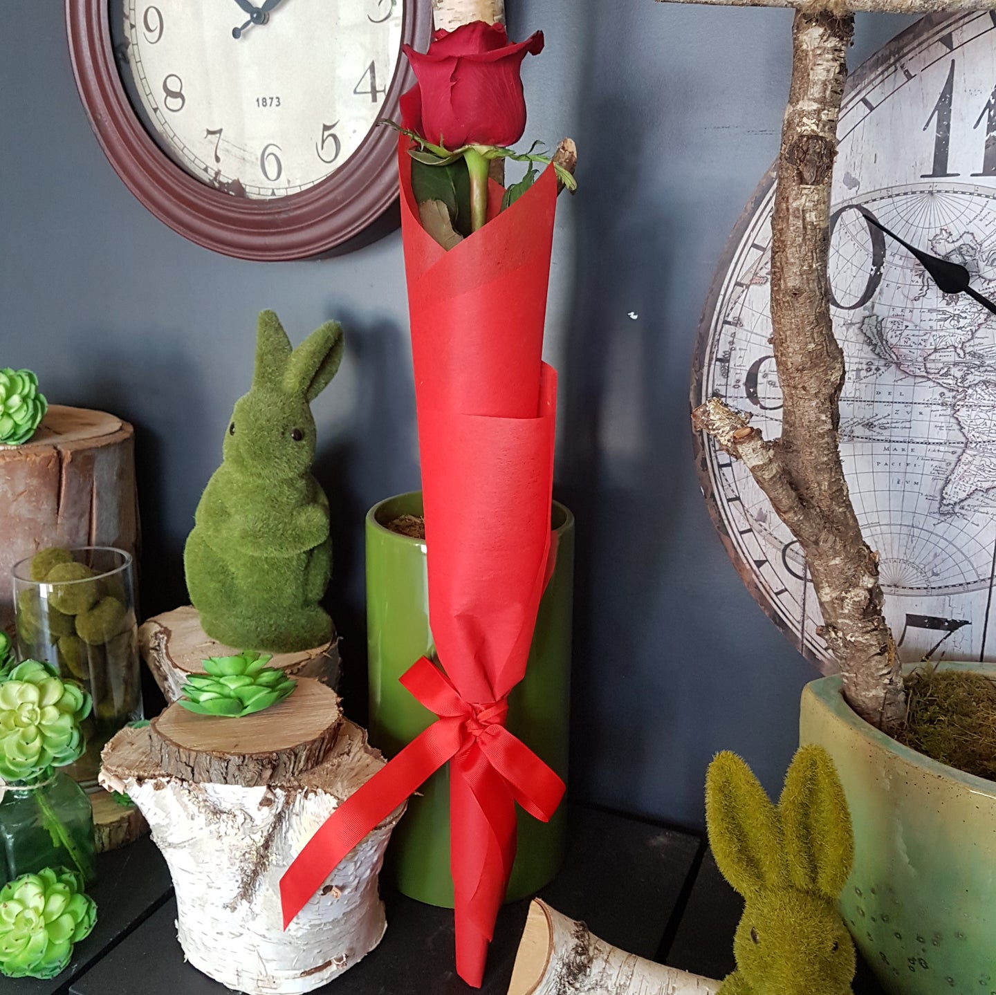 1 Long Stem Rose Gift Wrapped