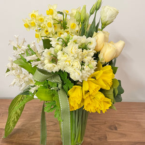 Seasonal Arrangement in Glass Vase