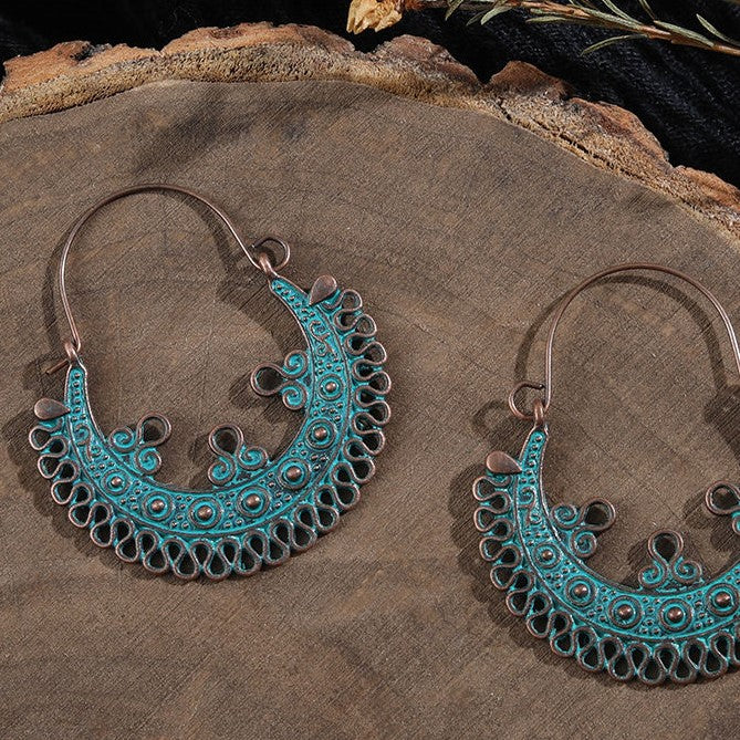 Antique Style Copper Hoop Earrings