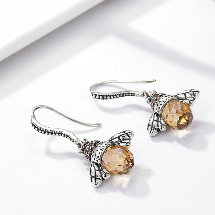 Queen Bee Crystal Drop Earrings Flair flowers design