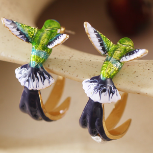 Humming Bird Hoop Earrings