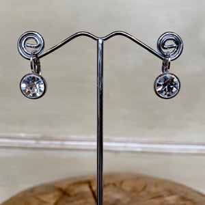 Silver Crystal Drop Earrings