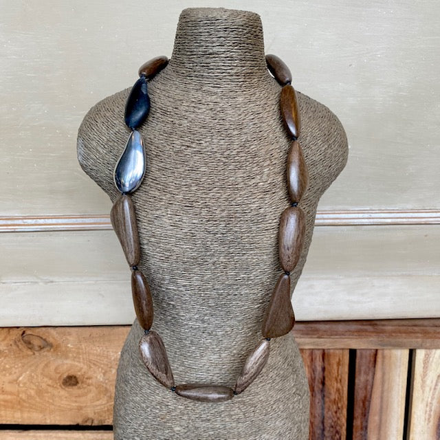 Wood and Silver Necklace